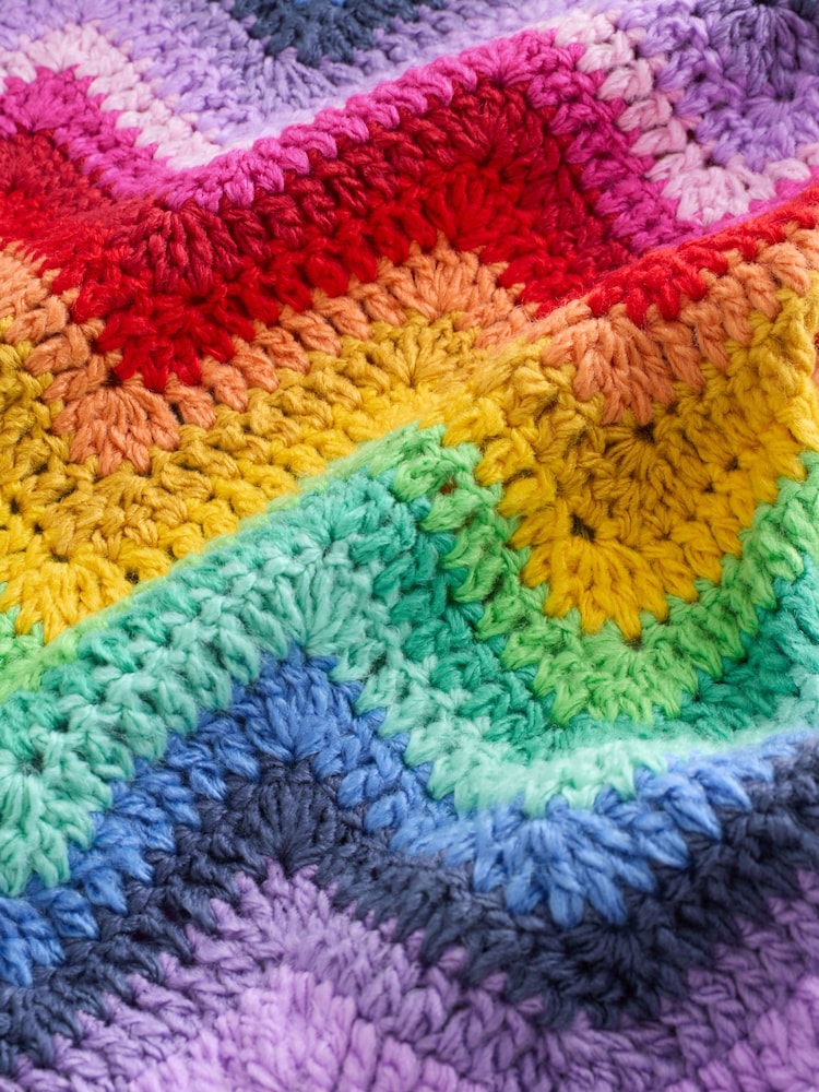 Multi Rainbow Hand Knit Tie Front Crochet Cardigan - Image 10 of 10 Multi Rainbow Hand Knit Tie Front Crochet Cardigan - Image 10 of 10