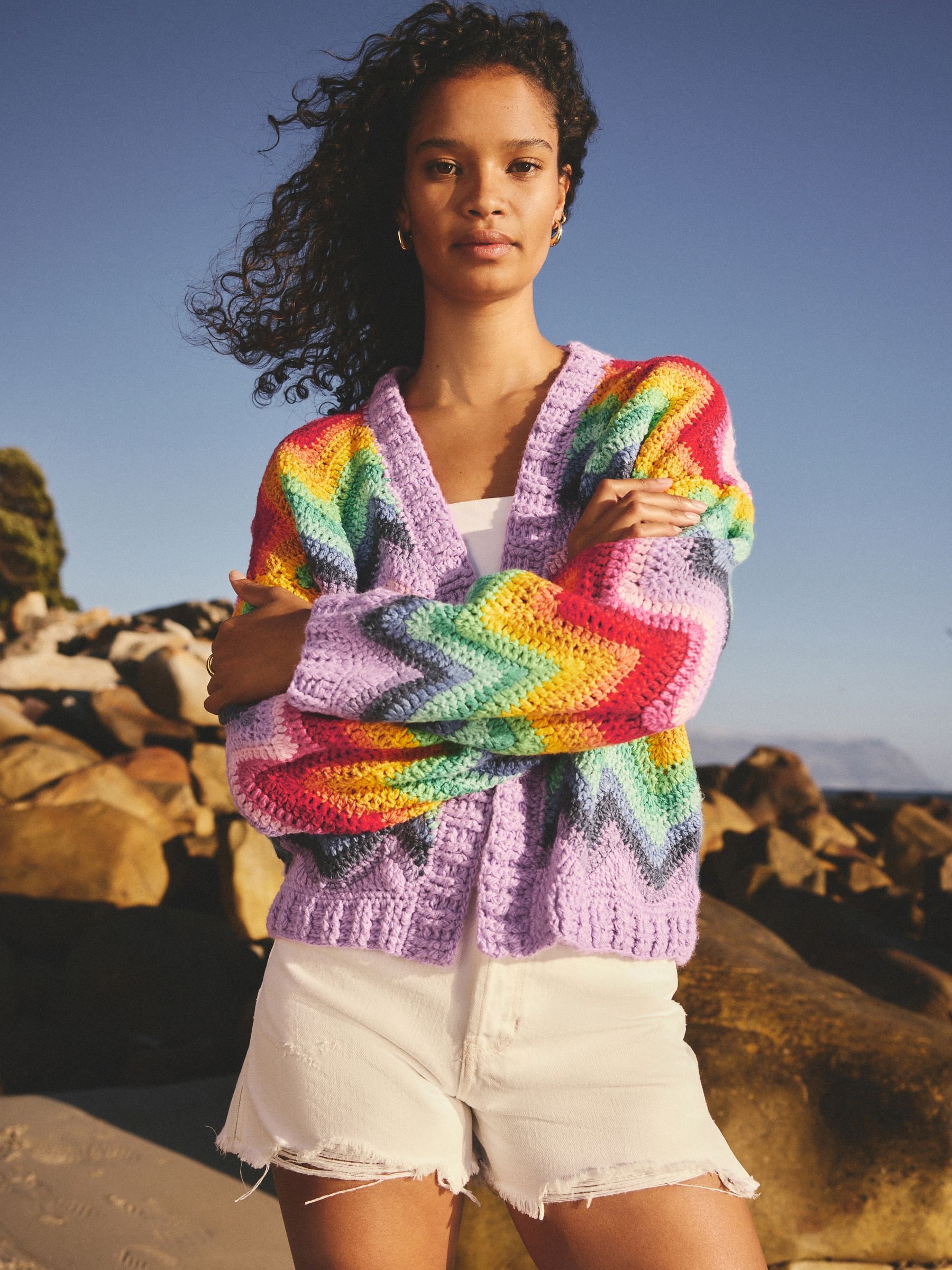 Buy Multi Rainbow Hand Knit Crochet Cardigan from Next USA