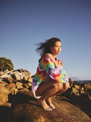 Multi Rainbow Hand Knit Tie Front Crochet Cardigan - Image 6 of 10