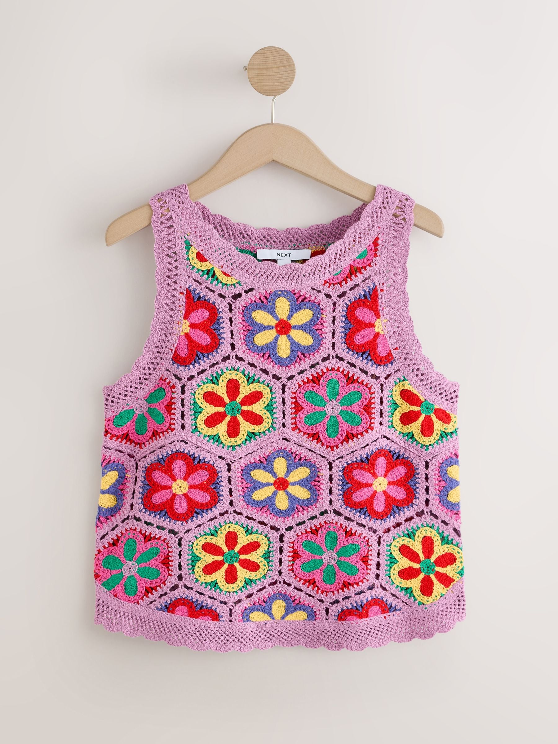 Buy Purple Bright Multi Crochet Knit Floral Tank from Next USA