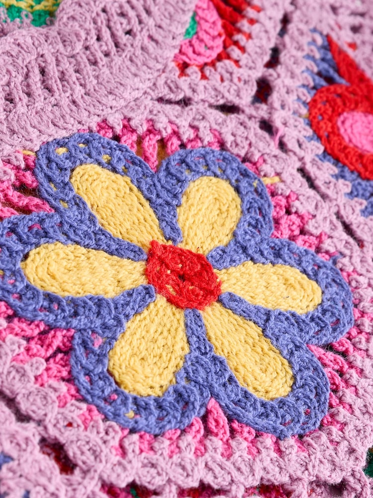 Purple Bright Multi Crochet Knit Floral Tank - Image 8 of 8 Purple Bright Multi Crochet Knit Floral Tank - Image 8 of 8