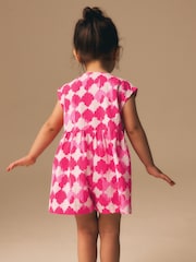 Neon Pink Soft Checkerboard Print Sleeveless Playsuit (3mths-7yrs) - Image 3 of 8