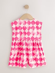 Neon Pink Soft Checkerboard Print Sleeveless Playsuit (3mths-7yrs) - Image 6 of 8