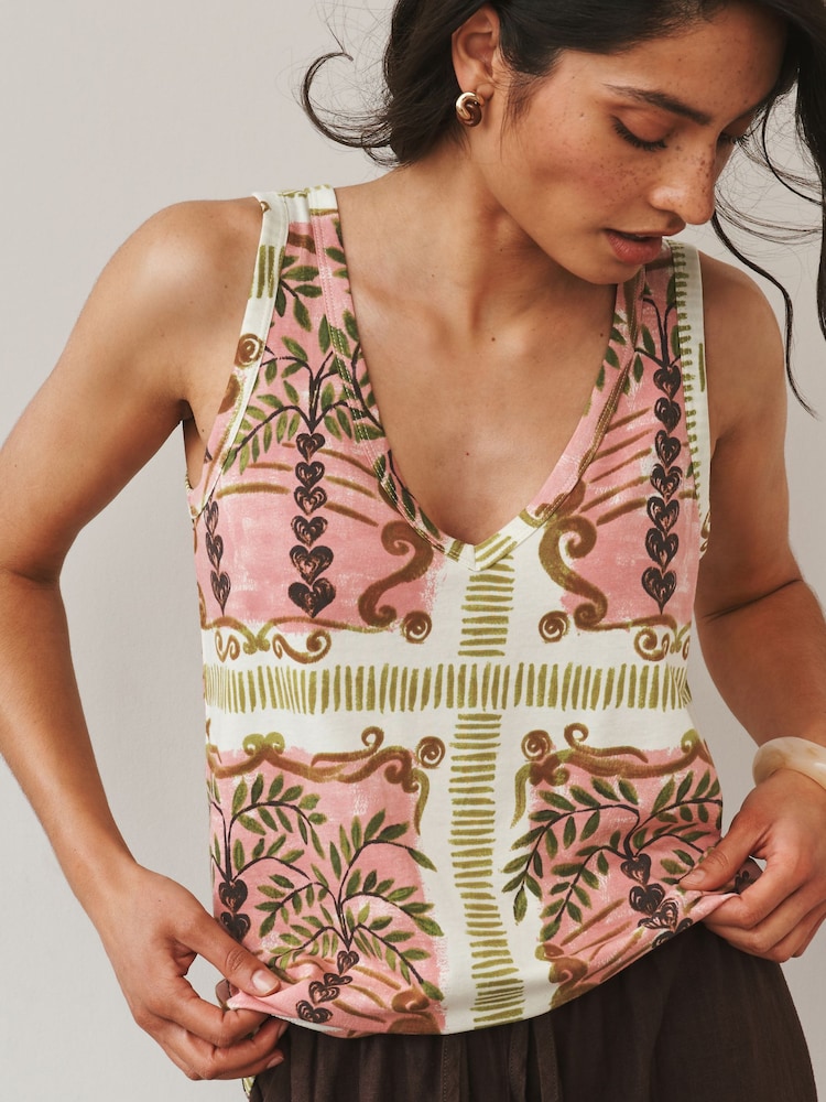 Peach Pink Print - Модальный жилет - 6ичинен 1 сүрөт