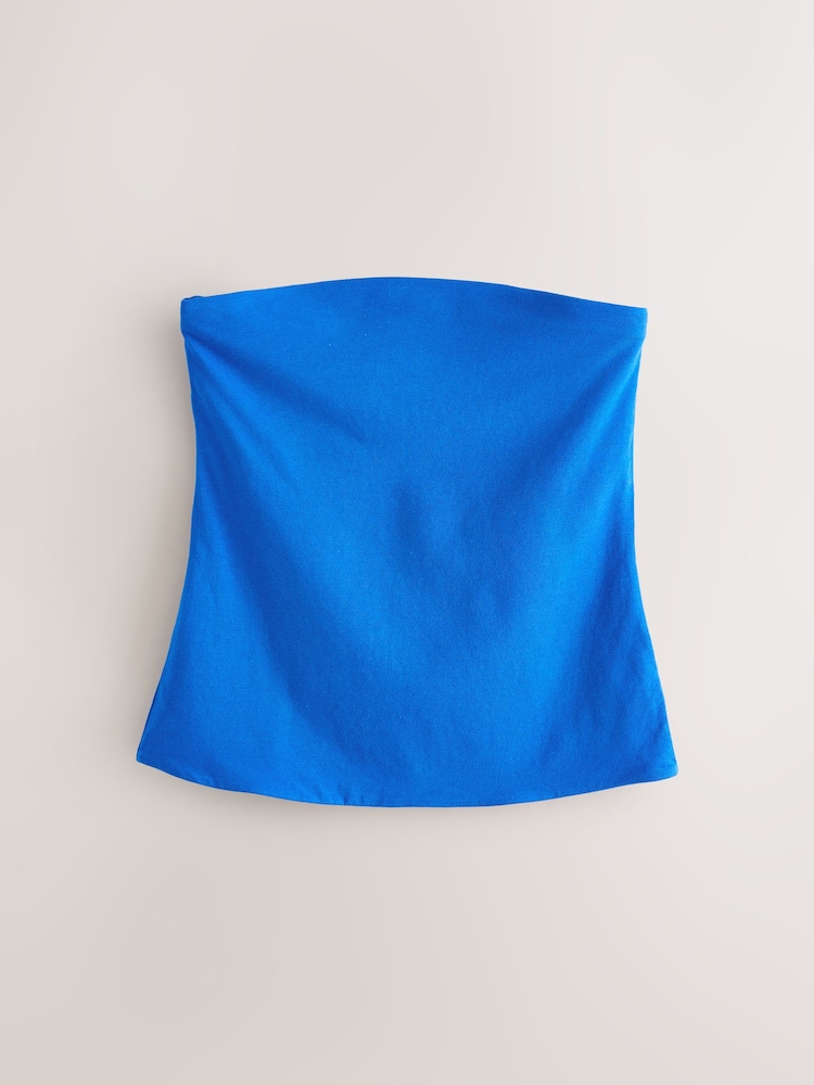 Blue Cotton Rich Bandeau Boobtube Top - Image 1 of 3