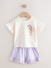 Ecru White Flower Fairies Shorts Set (3mths-7yrs) - Image 4 of 8
