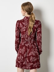 Apricot Red Pressed Leaf V-Shape Dress - Image 4 of 4