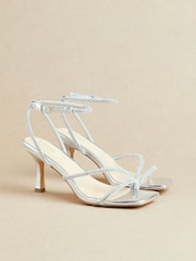 Linzi Silver Ruma Wide Fit Diamante Heeled Sandals - Image 1 of 5