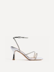 Linzi Silver Ruma Wide Fit Diamante Heeled Sandals - Image 2 of 5