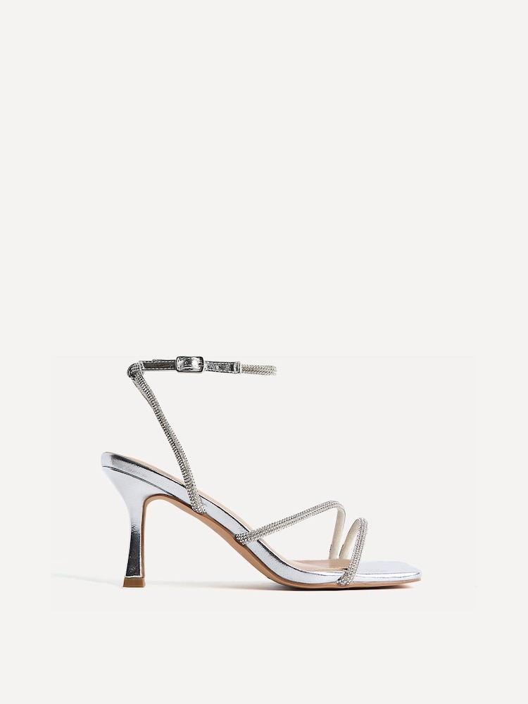 Linzi Silver Ruma Wide Fit Diamante Heeled Sandals - Image 2 of 5