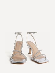 Linzi Silver Ruma Wide Fit Diamante Heeled Sandals - Image 3 of 5