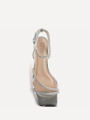 Linzi Silver Ruma Wide Fit Diamante Heeled Sandals - Image 4 of 5