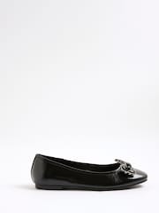 River Island Black Chain Bow Ballet Pumps - Image 1 of 5
