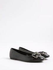 River Island Black Chain Bow Ballet Pumps - Image 2 of 5