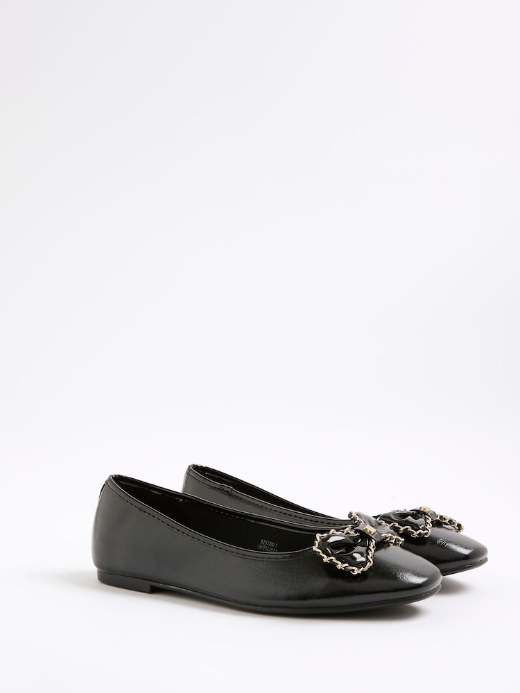 River Island Black Chain Bow Ballet Pumps - Image 2 of 5