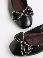 River Island Black Chain Bow Ballet Pumps - Image 5 of 5