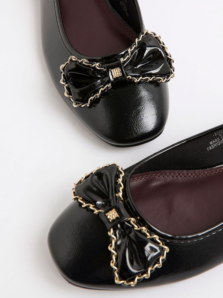 River Island Black Chain Bow Ballet Pumps - Image 5 of 5