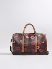 River Island Brown Morgan Collab Lips Print Holdall Bag - Image 2 of 5