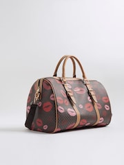 River Island Brown Morgan Collab Lips Print Holdall Bag - Image 3 of 5