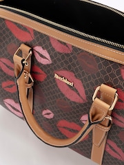River Island Brown Morgan Collab Lips Print Holdall Bag - Image 5 of 5