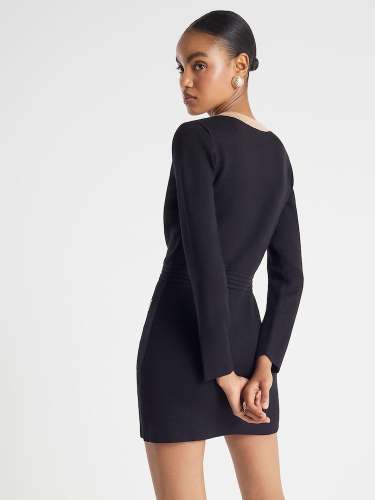 River Island Black Contrast Tipped Button Dress - Image 2 of 3
