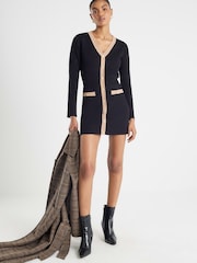 River Island Black Contrast Tipped Button Dress - Image 3 of 3