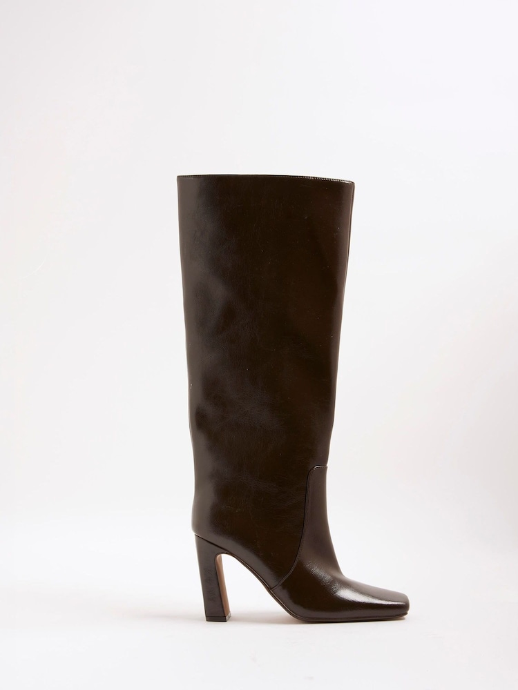 River Island Brown Chisel Toe High Leg Boots - Image 2 of 6