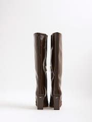 River Island Brown Chisel Toe High Leg Boots - Image 3 of 6