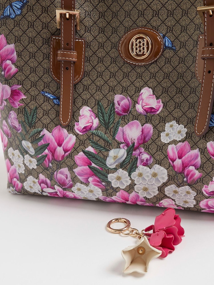 Buy River Island Brown Morgan Collab Floral Buckle Shopper Bag 