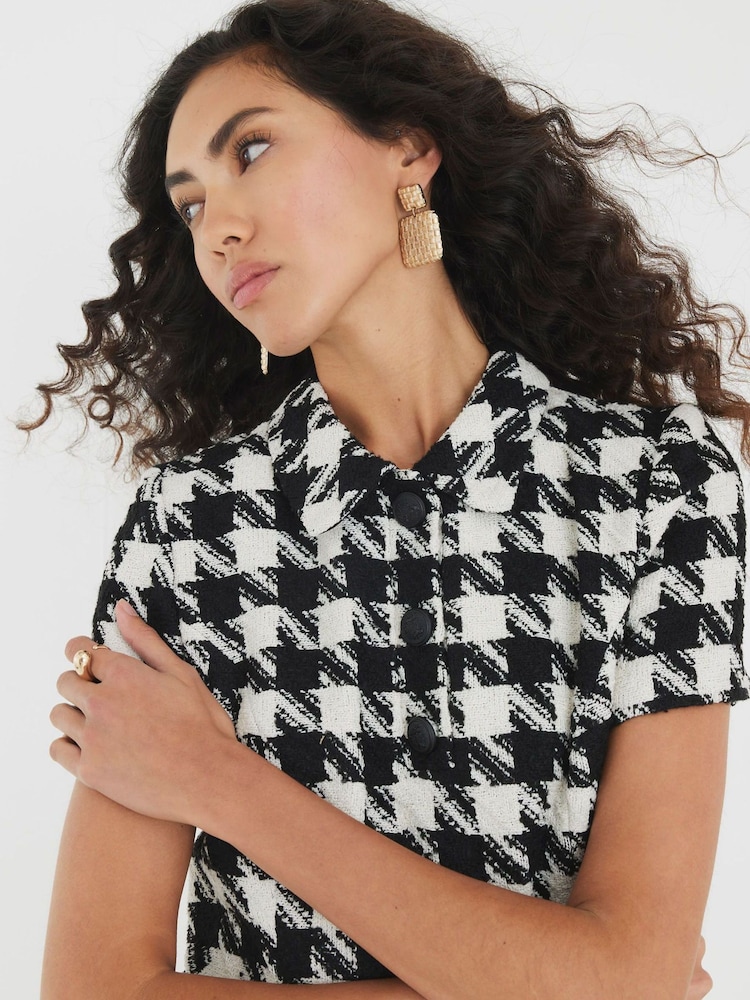 River Island Dogtooth Boucle Mini Dress - Imagem 4 de 4