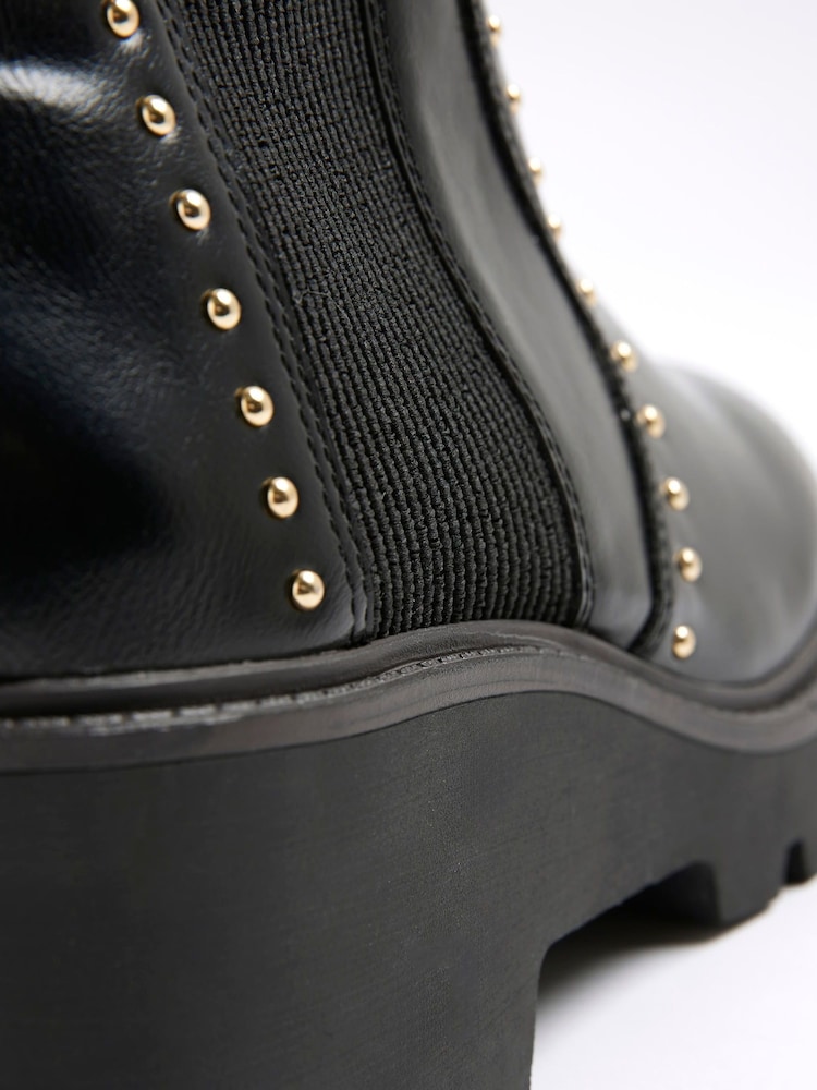 River Island Black Studded Buckle Wedge Boots - Image 6 of 6 River Island Black Studded Buckle Wedge Boots - Image 6 of 6