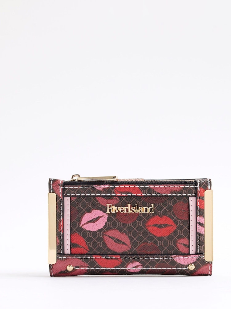 River Island Brown Morgan Collab Lips Print Mini Purse - Image 1 of 6
