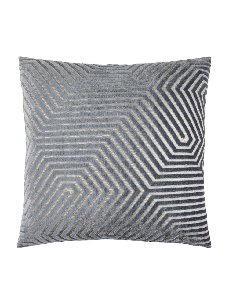 Paoletti Charcoal Evoke Cut Velvet Cushion - Image 1 of 4 Paoletti Charcoal Evoke Cut Velvet Cushion - Image 1 of 4