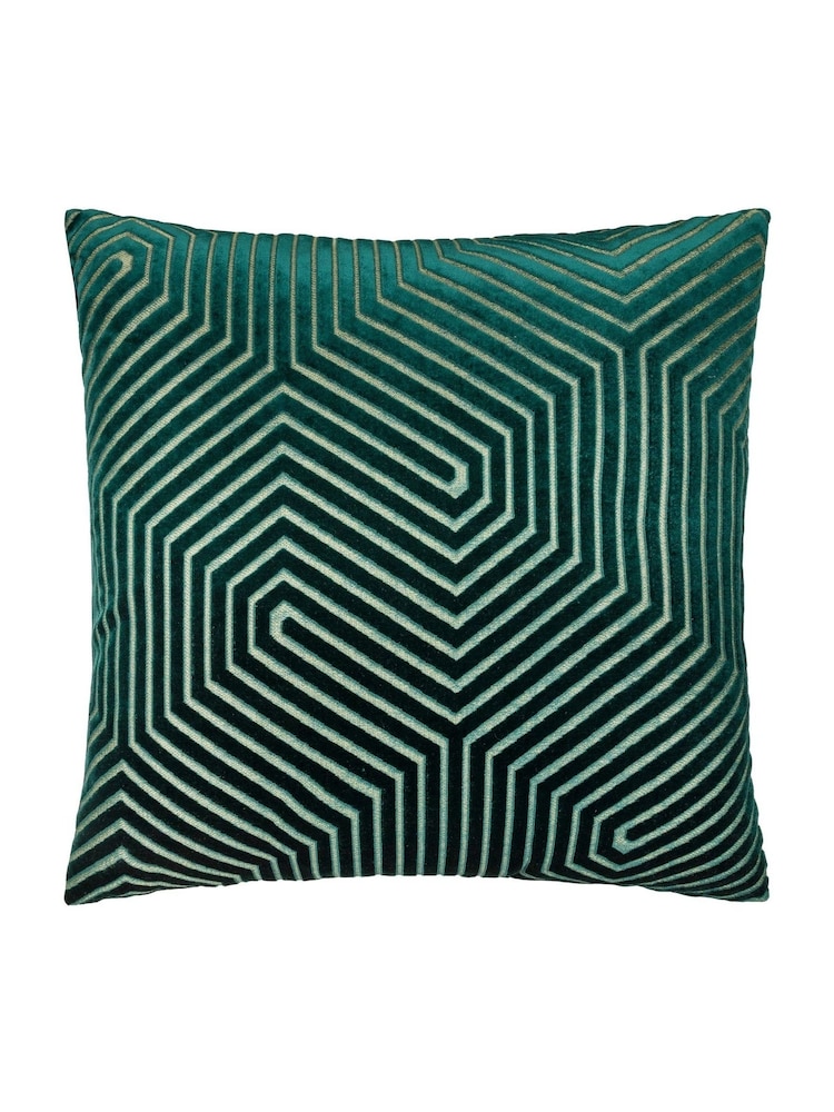 Paoletti Emerald Evoke Cut Velvet Cushion - Image 1 of 4 Paoletti Emerald Evoke Cut Velvet Cushion - Image 1 of 4
