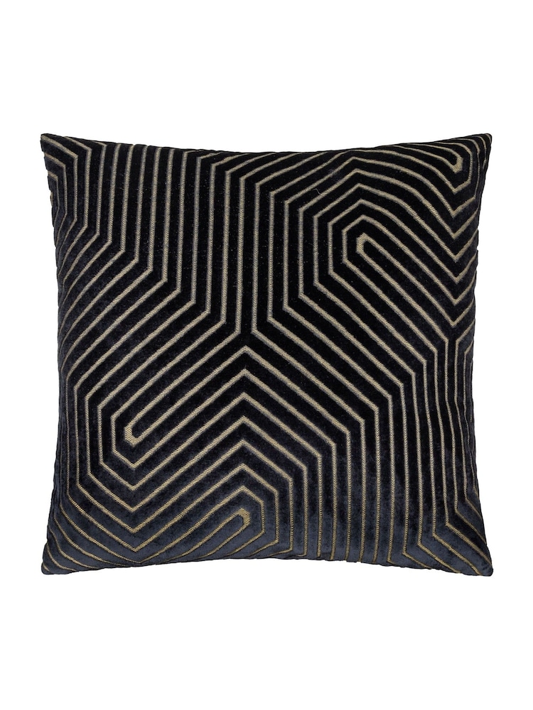 Paoletti Black Evoke Cut Velvet Cushion - Image 1 of 4 Paoletti Black Evoke Cut Velvet Cushion - Image 1 of 4