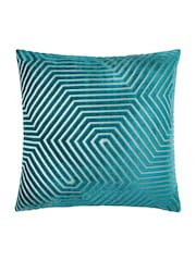 Paoletti Teal Evoke Cut Velvet Cushion - Image 1 of 4