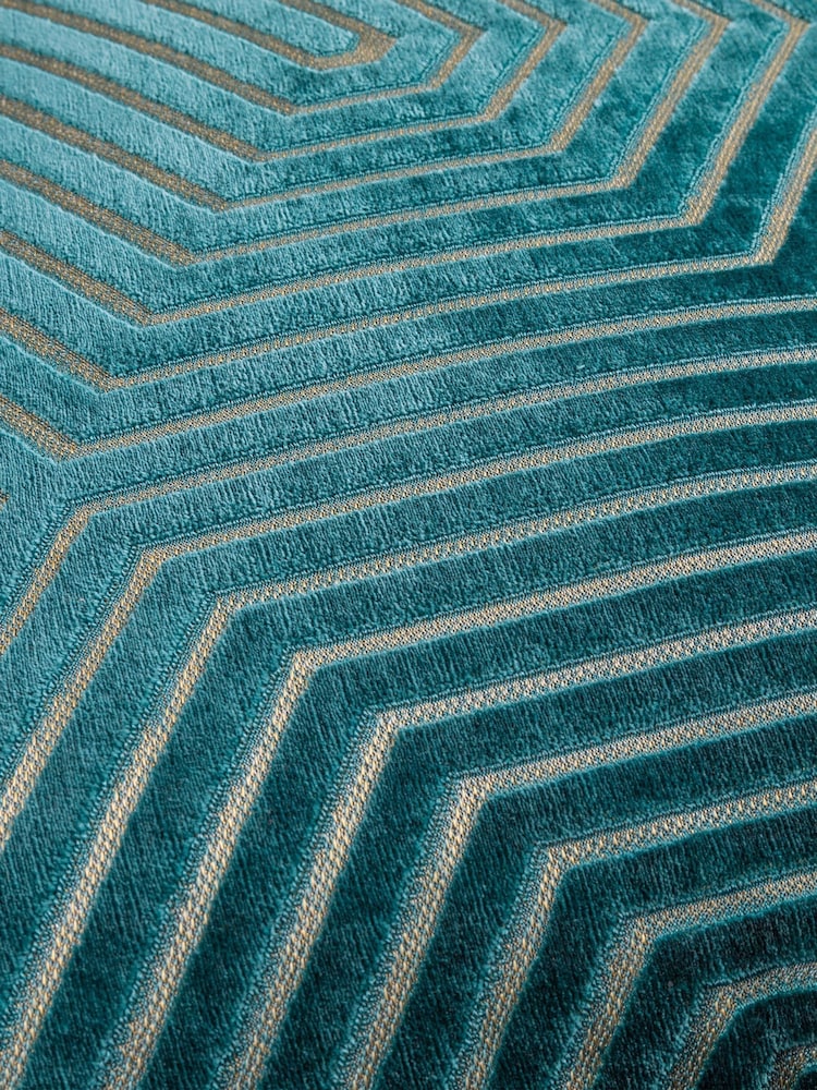 Paoletti Teal Evoke Cut Velvet Cushion - Image 4 of 4 Paoletti Teal Evoke Cut Velvet Cushion - Image 4 of 4