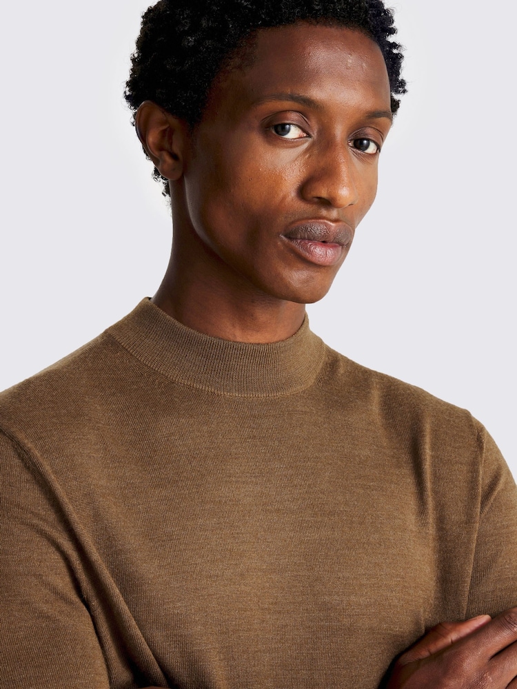 MOSS Tobacco Merino Blend Mock Neck Jumper - Image 3 of 3 MOSS Tobacco Merino Blend Mock Neck Jumper - Image 3 of 3