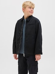 JACK & JONES JUNIOR Zip Worker Black Jacket - Image 1 of 6