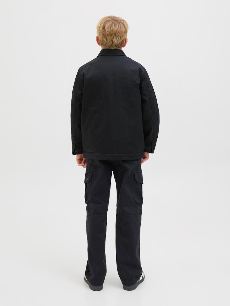 JACK & JONES JUNIOR Zip Worker Black Jacket - Image 2 of 6