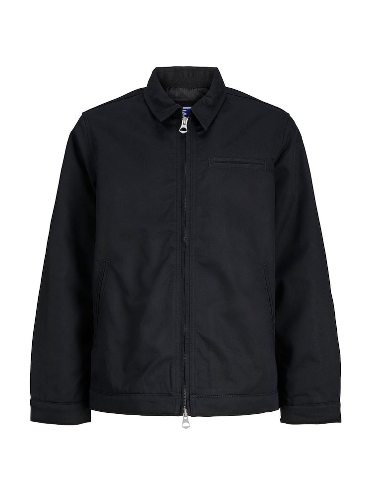 JACK & JONES JUNIOR Zip Worker Black Jacket - Image 6 of 6