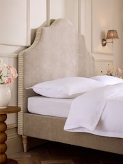 Smart Chenille Light Natural Thompson Tall Country Upholstered Bed Frame - Image 1 of 9