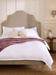 Smart Chenille Light Natural Thompson Tall Country Upholstered Bed Frame - Image 2 of 9