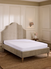 Smart Chenille Light Natural Thompson Tall Country Upholstered Bed Frame - Image 5 of 9
