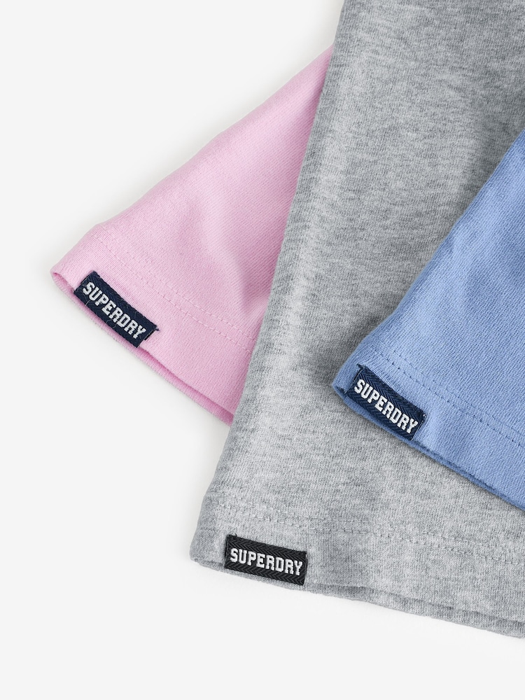 Superdry Pink/Blue T-Shirts 3 Pack - Image 7 of 7