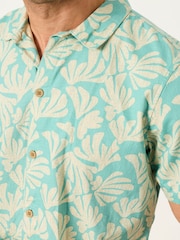 FatFace Light Teal Short Sleeve Coral Print Shirt - Image 4 of 6