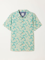 FatFace Light Teal Short Sleeve Coral Print Shirt - Image 6 of 6