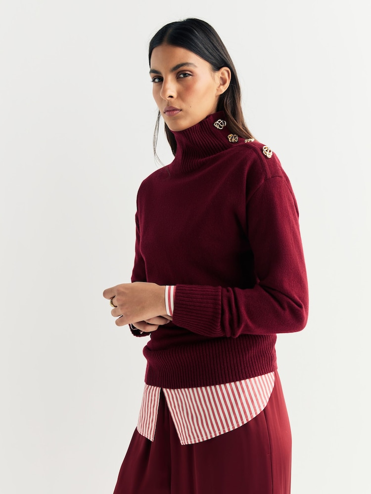 By Malene Birger Red Cabernet Vanille Wool High Neck Jumper - Image 1 of 5 By Malene Birger Red Cabernet Vanille Wool High Neck Jumper - Image 1 of 5