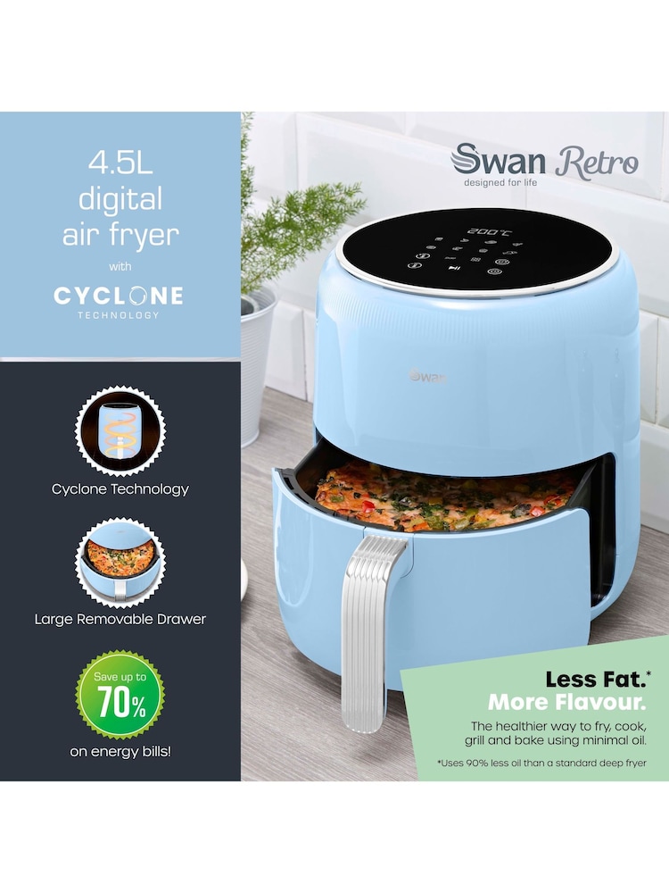 Swan Blue Retro Digital Air Fryer - Image 2 of 6