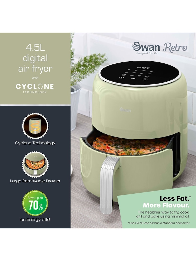Swan Green Retro Digital Air Fryer - Image 2 of 6 Swan Green Retro Digital Air Fryer - Image 2 of 6